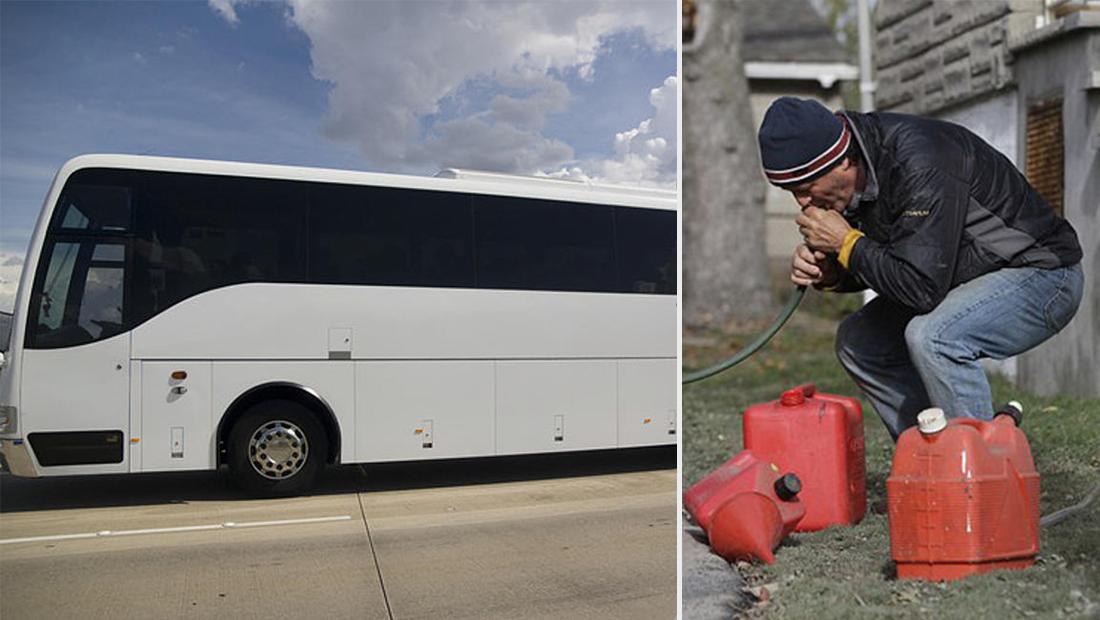 Gázolajat akartak csapolni a buszból, csak éppen a wc-tartályt fúrták meg